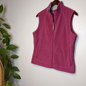 Columbia Vest Fleece Dark Pink Full Zip w/ Pockets Size Large L